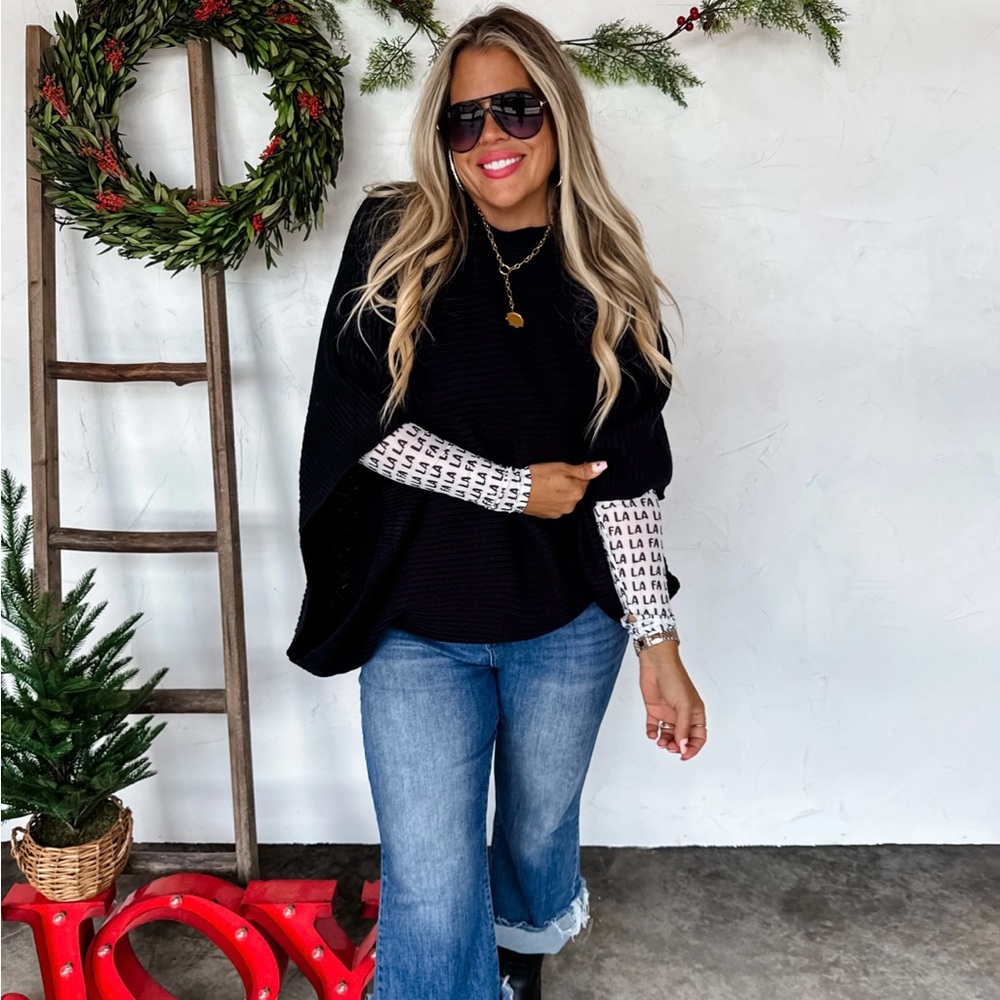 Black sweater poncho NWT